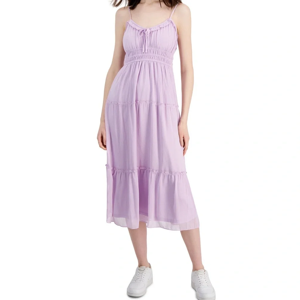 Hippie Rose Chiffon Lurex Midi Dress - Picture 1 of 1